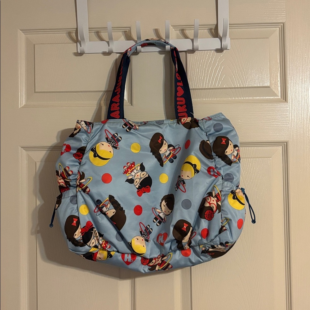 Harajuku Lovers LOLLIPOP 50s GIRLS blue Tote Bag Purse lightweight roomy - Picture 2 of 7